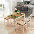 Homcom Dining Table Set For 4, 5 Piece Modern Kitchen Table And Chairs, Wood Dining Room Set For Small Spaces, Breakfast Nook, White White Wood