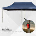Outsunny 10' X 20' Pop Up Canopy Tent With Sidewalls & Doors, Instant Tents For Parties With Wheeled Carry Bag, Height Adjustable, For Outdoor, Garden, Patio, Blue Dark Blue Steel