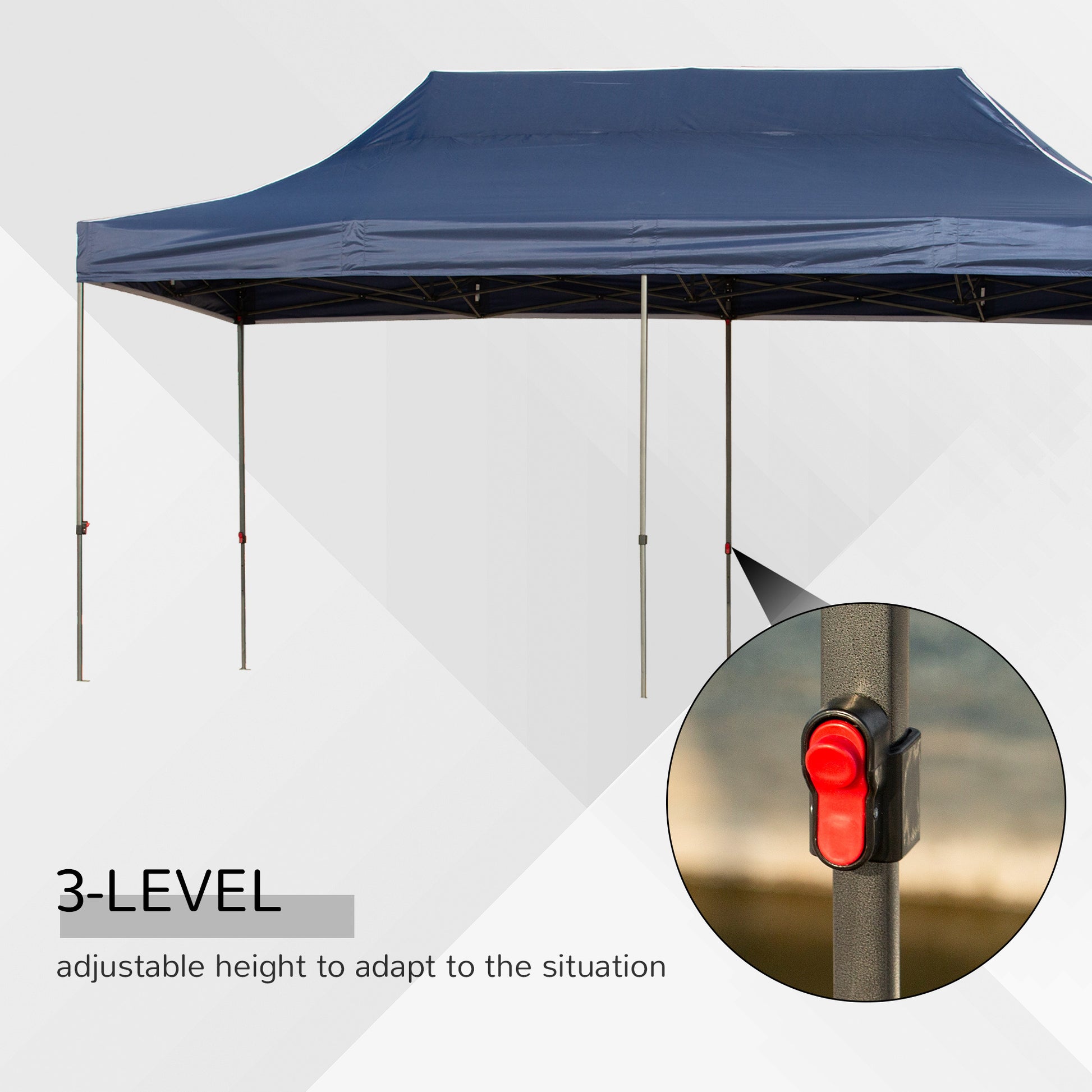 Outsunny 10' X 20' Pop Up Canopy Tent With Sidewalls & Doors, Instant Tents For Parties With Wheeled Carry Bag, Height Adjustable, For Outdoor, Garden, Patio, Blue Dark Blue Steel