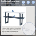 Retro Elegant Console Table With Marble Effect Top And Versatile Storage Solutions For Entryway And Living Room Navy Navy Solid Wood Mdf