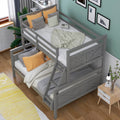 Twin Over Full Bunk Bed With Ladder, Safety Guardrail, Perfect For Bedroom, Gray Box Spring Not Required Twin Gray Wood Bedroom Bunk Pine