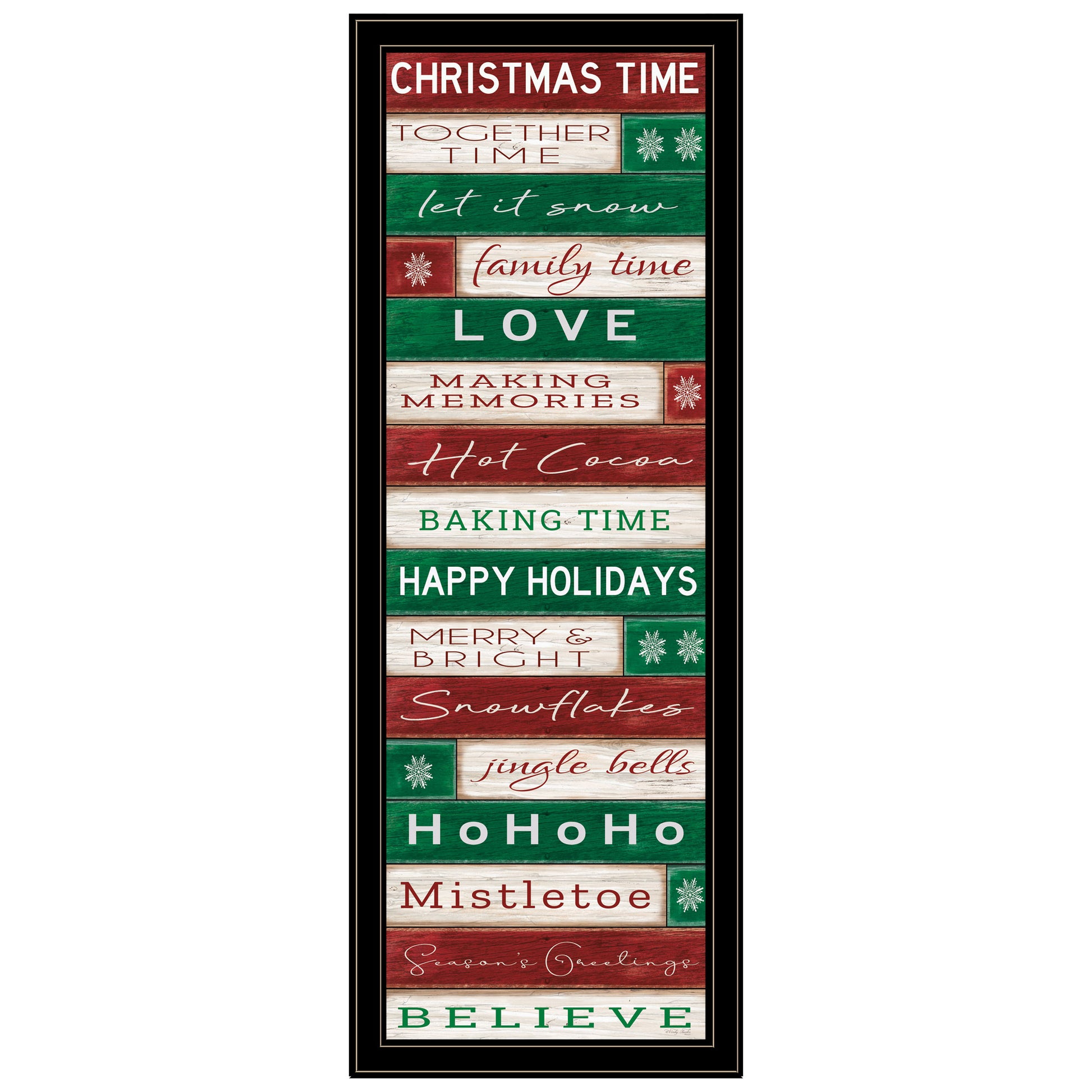 Christmas Time Black Framed Wall Art For Living Room, Bedroom Wall Art Print For Home Decor By Cindy Jacobs Multicolor Wood Paper