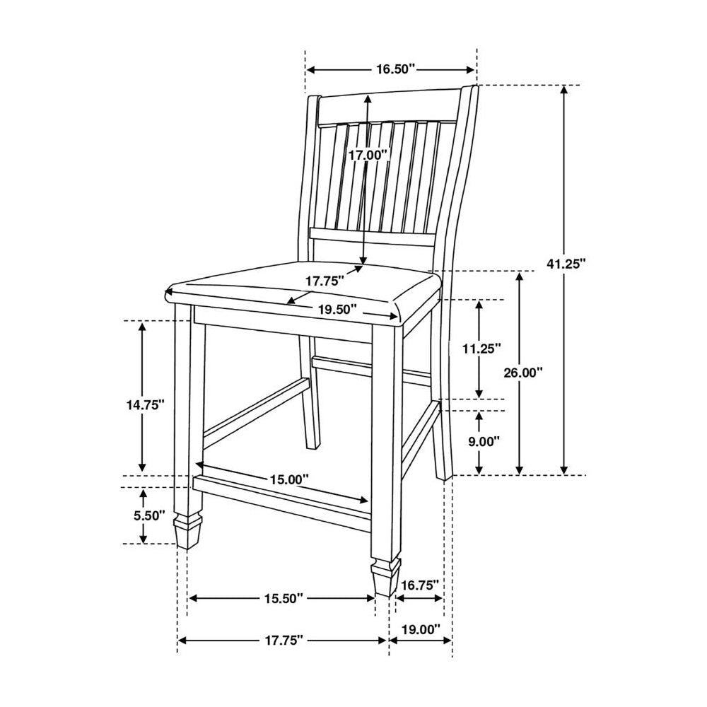 Set Of 2 Slat Back Counter Height Chair, Fossil And Rustic Cream Solid Cream Rectangular Dining Chairs Set Of 2 Fabric,Polyester