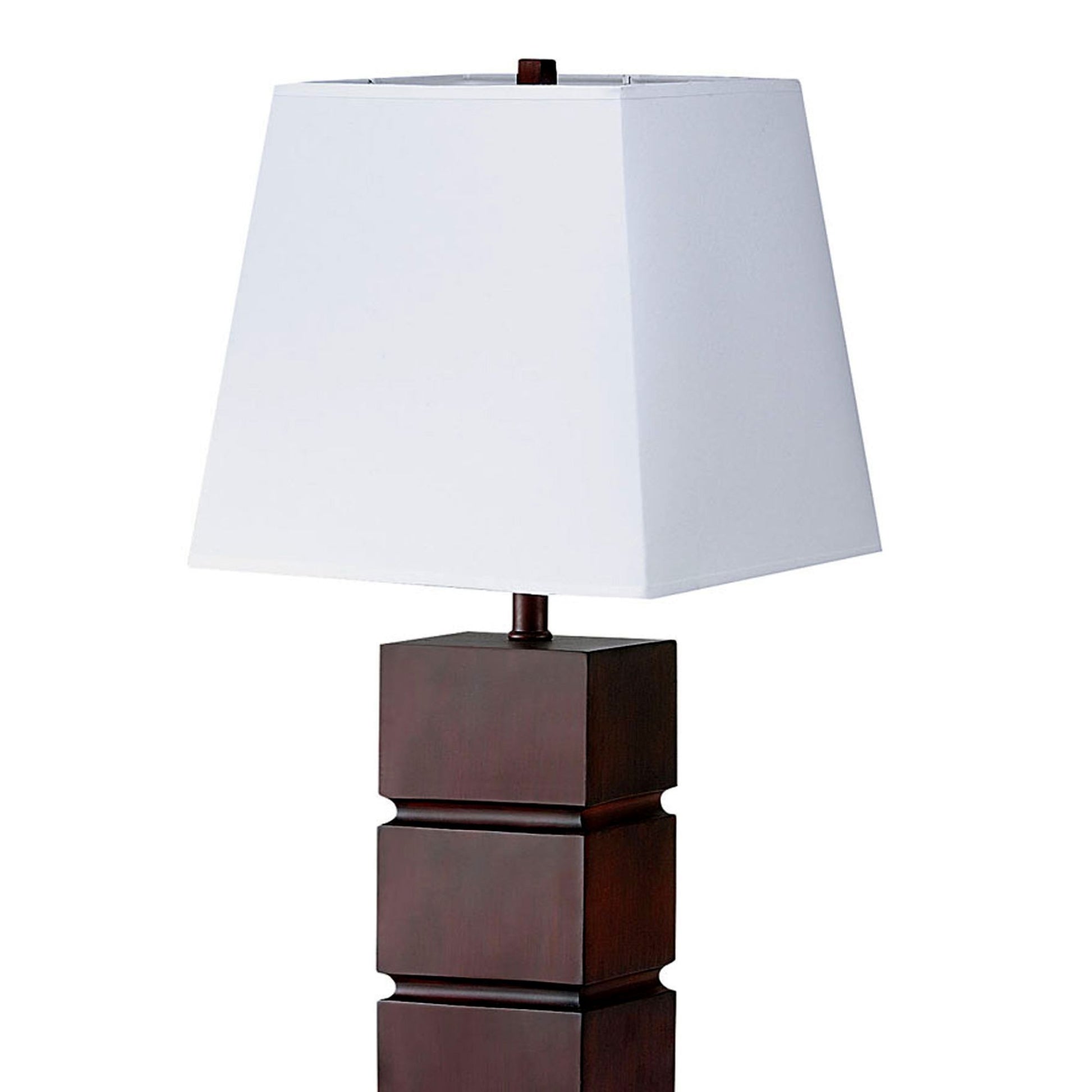 27.5" Tall Polyresin Table Lamp With Dark Cherry Finish, White Fabric Shade Multicolor Polyresin