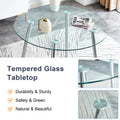 Table And Chair Set.A Modern Minimalist Round Dining Table With Transparent Tempered Glass Top And Silver Metal Legs,Paired With 4 Multiple Transparent High Quality Pet Dining Chairs With Silver Legs. Silver,Transparent Seats 4 Glass Metal