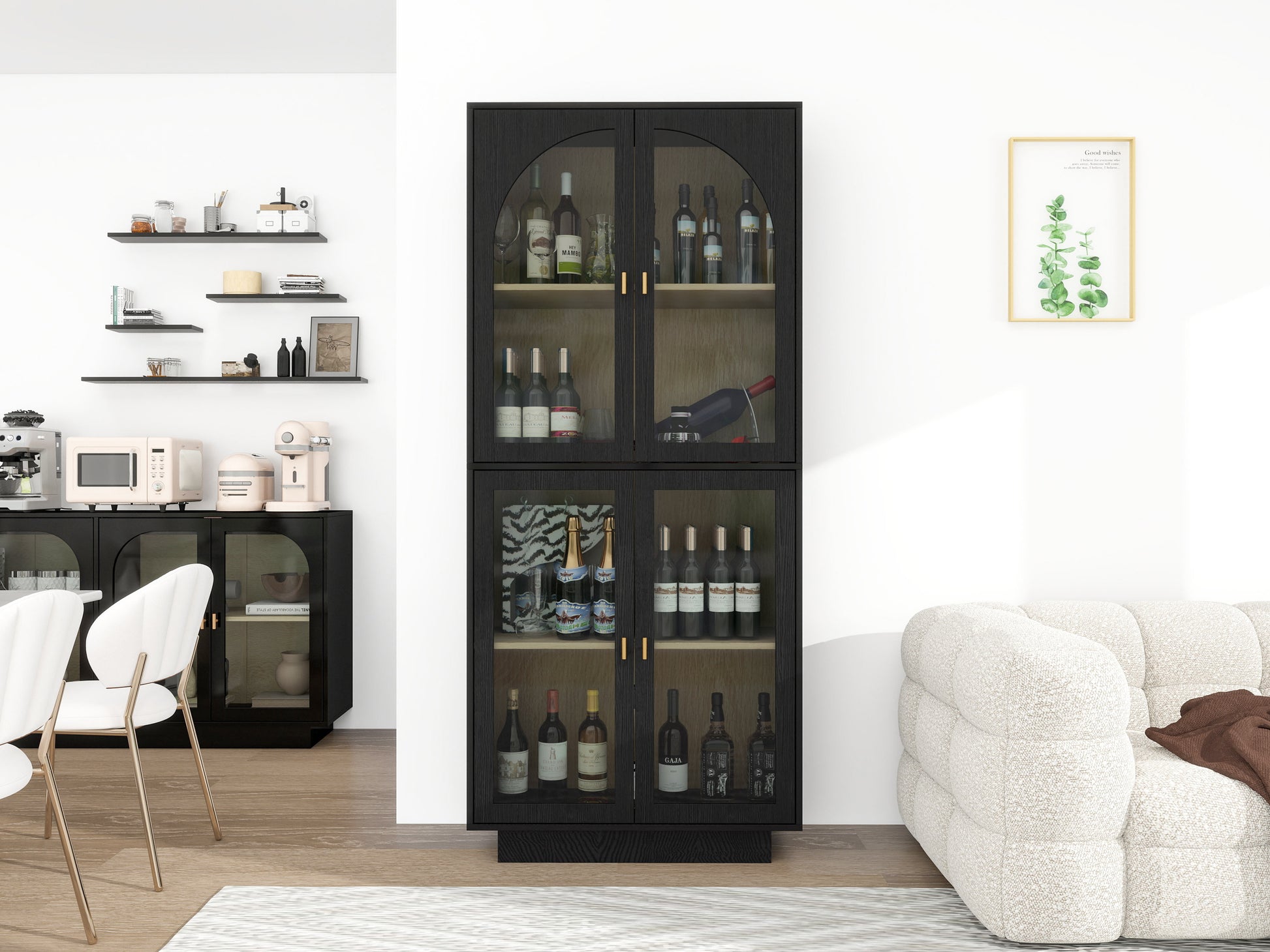 Storage Cabinet With Acrylic Door For Living Room, Dining Room, Study Black Particle Board