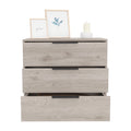 Kaia 3 Drawers Dresser, Superior Top Light Gray Gray Drawer 3 Drawers Bedroom Shelf Modern Particle Board Particle Board