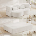 Modern Floor Sofa With 2 Pillows,Convertible Teddy Fabric Foam Filled Sleeper Sofa Bed,15