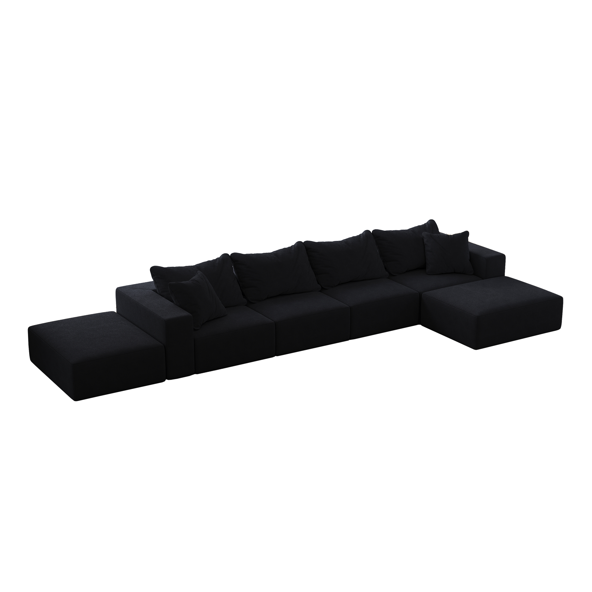 Oversized Sponge Cloud Sofa,Modern Upholstered Sectional Sofa Couch Set,Modular 162" L Shaped Sectional Living Room Sofa Set With 6 Pillows,Free Combination Sofa Couch For Living Room,Bedroom Black Foam Chenille 6 Seat