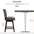 Homcom Counter Height Bar Stools Set Of 2, Fabric Tufted Swivel Barstools 26.5 Inch Seat Height With Rubber Wood Legs And Footrest For Dining Room, Kitchen, Pub, Grey Dark Grey Rubber Wood
