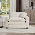 Light Beige Corduroy Fabric, Comfortable Single Accent Chair Deep Seat Sofa With One Pillow, Suitable For Living Room And Bedroom, Club Multiple Occasional Areas Beige Corduroy 1 Seat