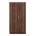 2 Door Wooden Wardrobe Armoire With 3 Storage Shelves, Brown Brown Solid Wood Mdf