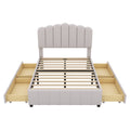 Full Size Upholstered Bed With 4 Storage Drawers,Wood Slat Support, Beige Full Beige Upholstered