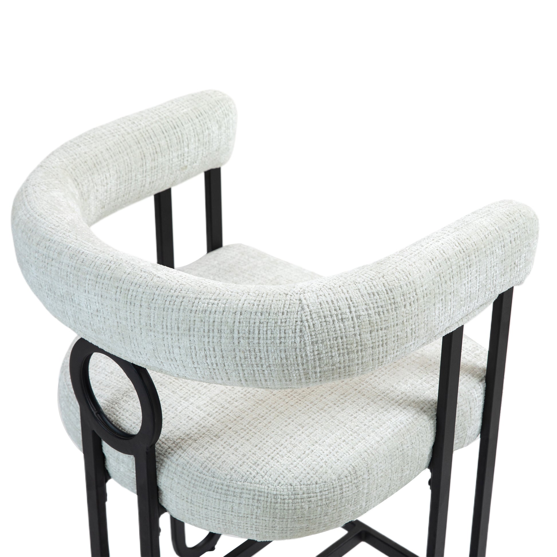Coolmore Bar Stools Set Of 2, Modern Bar Stool With Back, Black Metal Frames, Upholstered Bar Stools For Kitchen Island, Pub, Club Beige Chenille Beige Foam Chenille