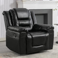 Home Theater Recliner Set Manual Recliner Chair With Wide Armrest, Two Built In Cup Holders For Living Room,Bedroom, Black Old Sku:Sg000760Aab Black Foam Pu Leather