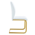 Luxury Simple Arch Chair Set Of 6 White Pu Material High Resilience Dining Chair With Arched Metal Gold Leg. White Gold Metal,Pu