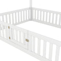 Full Size Wood House Bed With Fence And Door, White Old Sku: Wf303134Aak Box Spring Not Required Full White Wood Bedroom Bed Frame Pine
