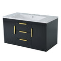36'' Wall Mounted Bathroom Vanity With Resin Sink, Floating Bathroom Storage Cabinet With 2 Drawers, Solid Wood Bathroom Cabinet Black Bathroom Modern Mdf
