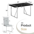 Table And Chair Set.A Rustic Industrial Rectangular Mdf Black Dining Table With Mdf Desktop And Electroplated Silver Metal Legs.Paried With 6 Chairs With Pu Cushion And Metal Legs. Black,Light Gray,Silver Seats 6 Mdf Metal