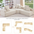 Oversized Modular L Shaped Sectional Sofa,Luxury Boucle Floor Couch Set,Convertible Sleeper Couch,Spacious Foam Filled Sofa Bed For Living Room,3 Pc Free Combination,2 Colors Beige Boucle 5 Seat