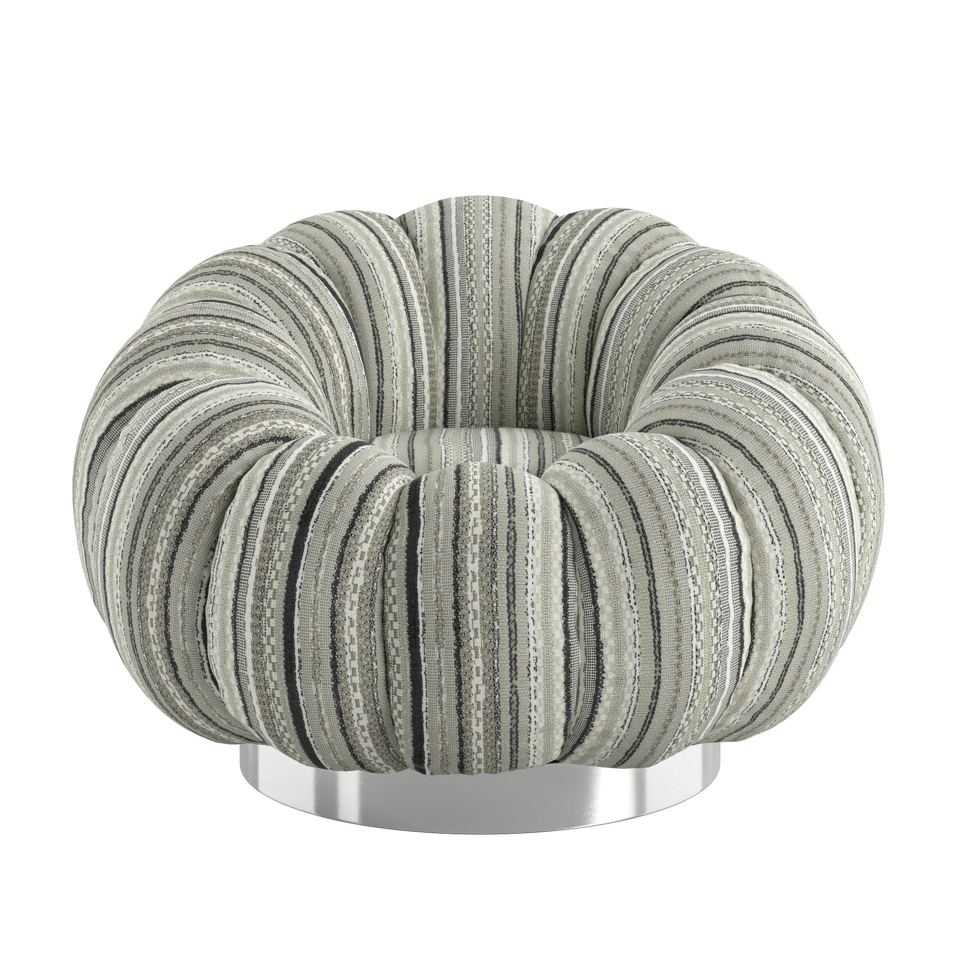 Lillie Black Stripe Pumpkin Swivel Accent Chair Black Primary Living Space Transitional Foam Solid Wood