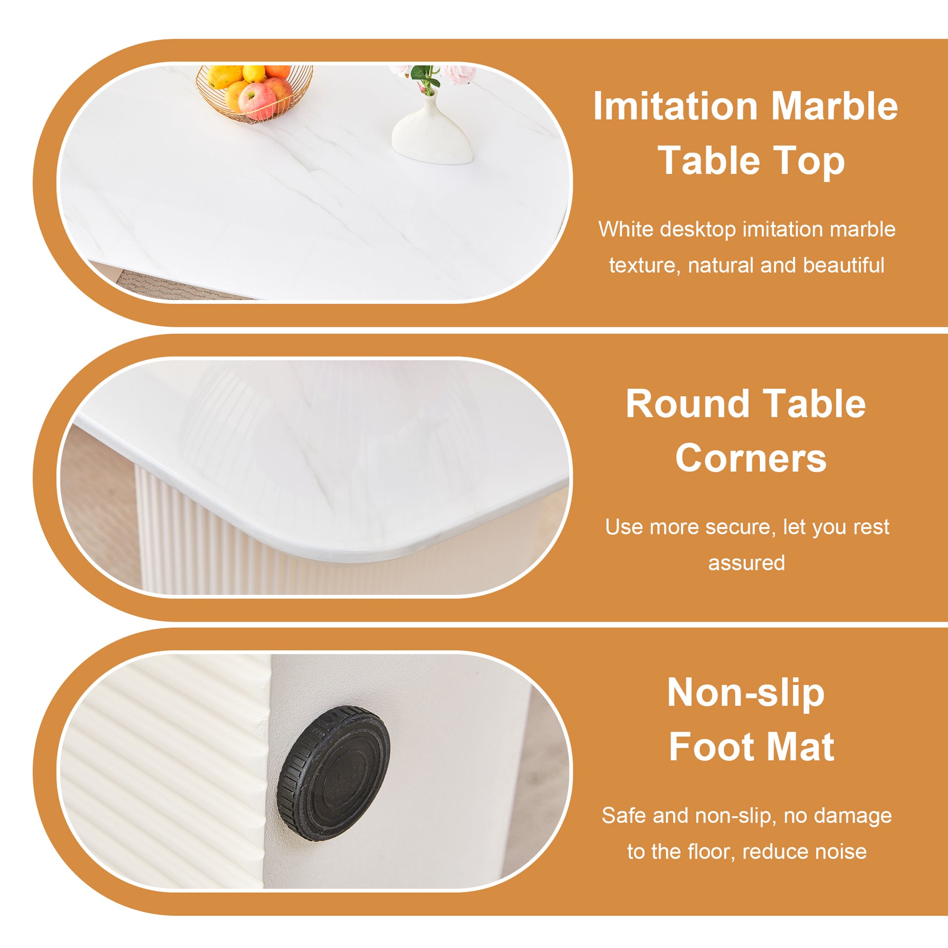 Cream Style Mdf White Dining Table.It Is A Furniture With A Warm And Soft Appearance, Suitable For Creating A Comfortable And Friendly Dining Environment, Suitable For Kitchens, Dining Rooms,Etc. White Mdf