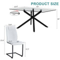 Table And Chair Set.Modern Rectangular Glass Dining Table With 0.39