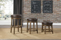 Round Swivel Stools Set Of 2, Brown Faux Leather 360 Degree Swivel Seat Trim Solid Wood Frame Brown Finish Transitional Style Furniture Brown Dining Room Round Solid Wood