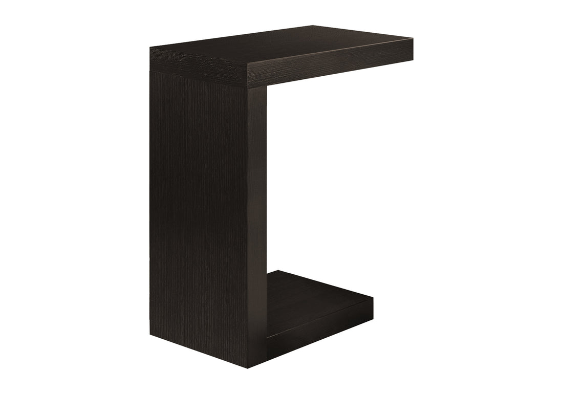 Accent Table, C Shaped, End, Side, Snack, Living Room, Bedroom, Brown Laminate, Contemporary, Modern Espresso Mdf