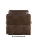 Brown Power Recliner With Pillow Top Arm Brown Genuine Leather Power Push Button Metal Primary Living Space Tight Back Push Button Pillow Top Arms Wood Fabric