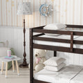 Solid Wooden, Solid Rubber Wooden Twin Over Twin Loft Bed With Ladder, With Bed Platform Of Strengthened Slatsespresso Twin Espresso Rubber Wood