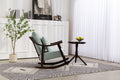 Woven Fabric Mid Century Modern Accent Chairs Comfy Upholstered Glider Arm Chair With Solid Wood For Living Room Bedroom Balcony Light Green Linen