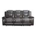 Modern Luxury Sofa Dual Reclining With Center Drop Down Cup Holders 1Pc Formal Living Room Furniture Premium Faux Leather Upholstery Comfortable Two Tone Gray Finish Dark Gray,Light Gray Faux Leather Wood Primary Living Space Luxury,Modern Plywood,Solid