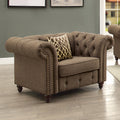 Brown Tufted Accent Chair With Pillow Brown Primary Living Space Wood Fabric