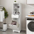 One Compartment One Drawer Tilt Out Laundry Sorter Cabinet White White Mdf