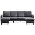 Chenille Sectional Sofa, U Shaped Sofa Couch With High Density Memory Foam, 4 Seat Comfy Modular Sofa Couch For Living Room, Modern U Shaped Sectional Sofa,U Shaped Dark Grey Dark Grey Chenille