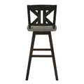 Pub Height Chairs Set Of 2, Distressed Gray And Black 360 Degree Swivel Chair Solid Rubberwood Furniture, Divided X Back Bar Chairs Black Gray Dining Room Rustic Solid Wood