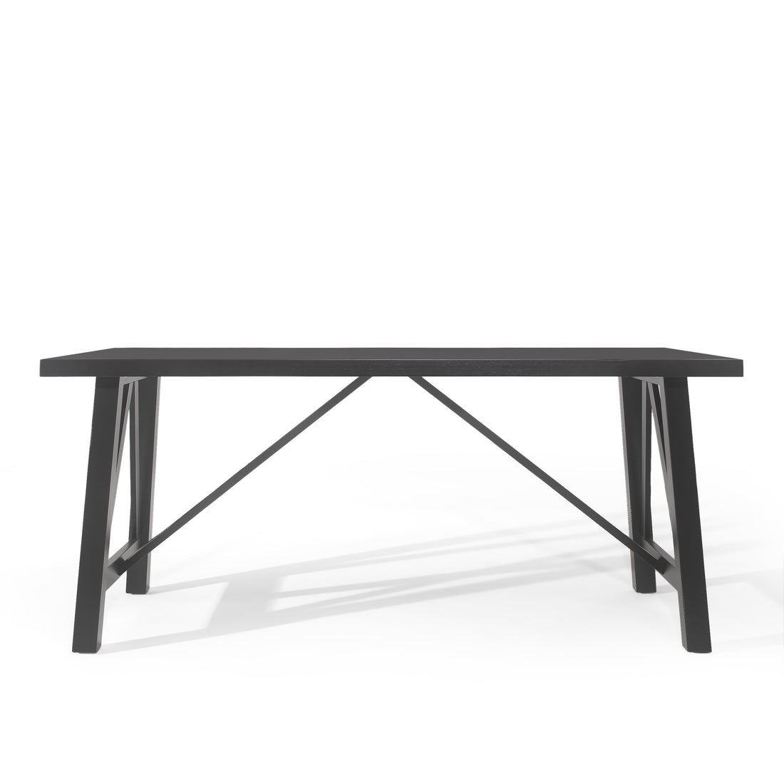 Dining Table Matte Black Solid Wood Mdf