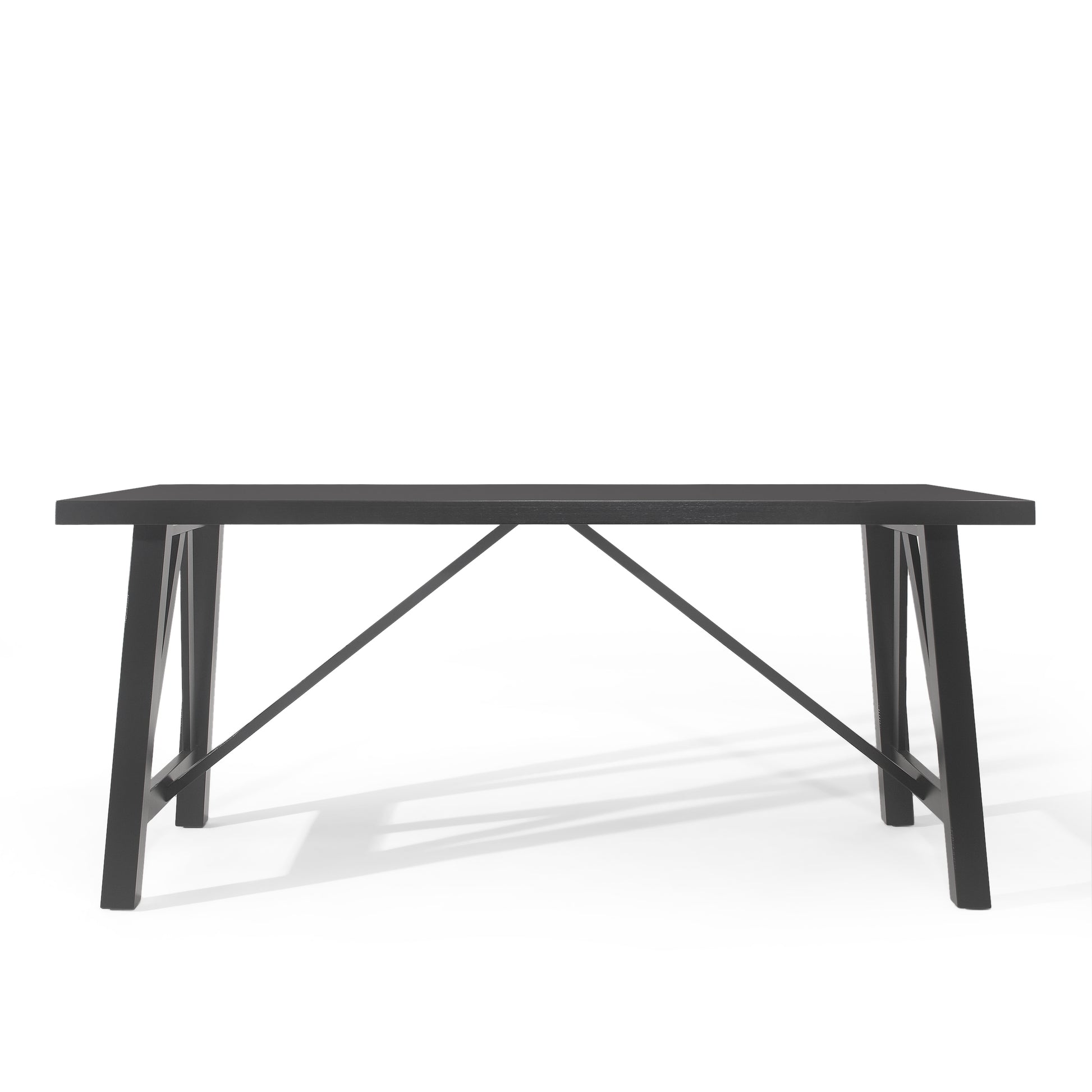 Dining Table Matte Black Solid Wood Mdf