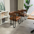 Coolmore Contemporary Designed Pu Fabric Upholstered Accent Dining Chair Barrel Side Chairs Kitchen Armchair For Living Room Set Of 2 Dark Brown Pu Dark Brown Foam Pu Leather