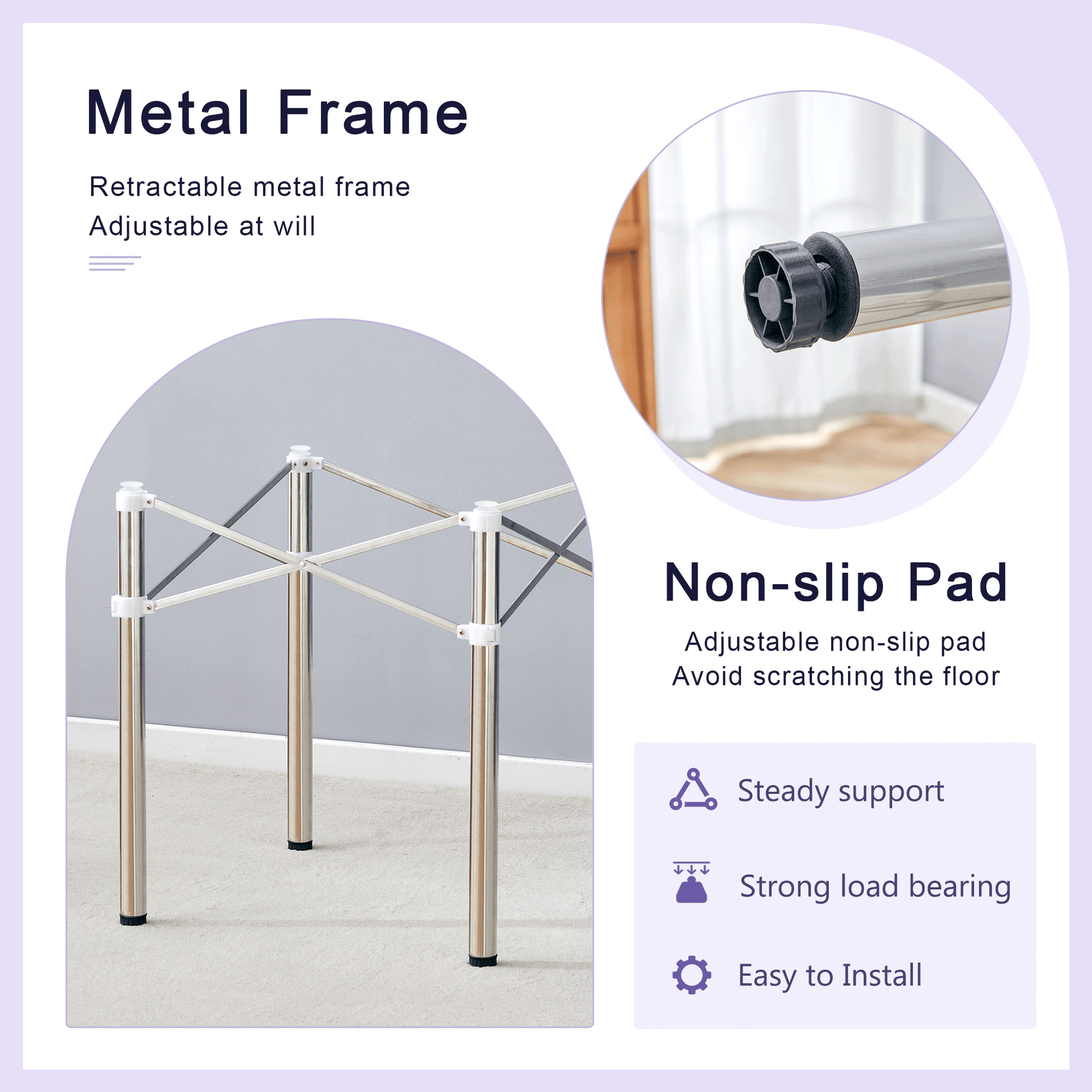 Simple Silver Stainless Steel Folding Table Frame Multifunctional, Space Saving.Folding Table Frame,Silver Stainless Steel Material,Only Table Leg.5.5*5.5*28.7 26.3*26.3*28.7 Inch. Silver Metal