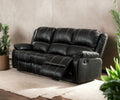 Zuriel Motion Sofa, Black Synthetic Leather Lv52285 Black Upholstered 3 Seat