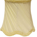 Slant Swirled Side Pleat Chandelier Lampshade With Flame Clip, Oyster Set Of 6 White Silk