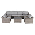 Fully Assembled 6 Person All Weather Wicker Sectional Seating Group With Cushions Grey Mix Wicker