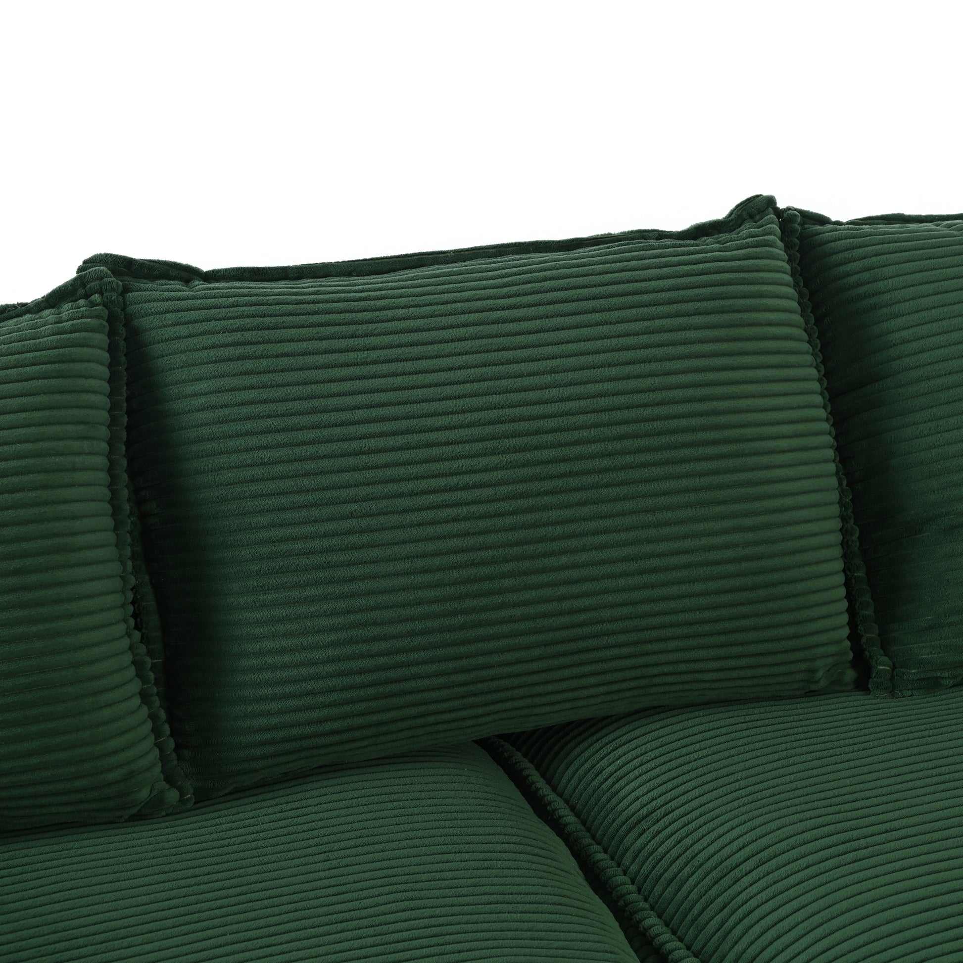 85.4" Modern Curved Sofa, Back Upholstered Couch With 2 Decorative Throw Pillows, Corduroy Fabric Couch For Living Room, Bedroomapartment Dark Green Corduroy 2 Seat