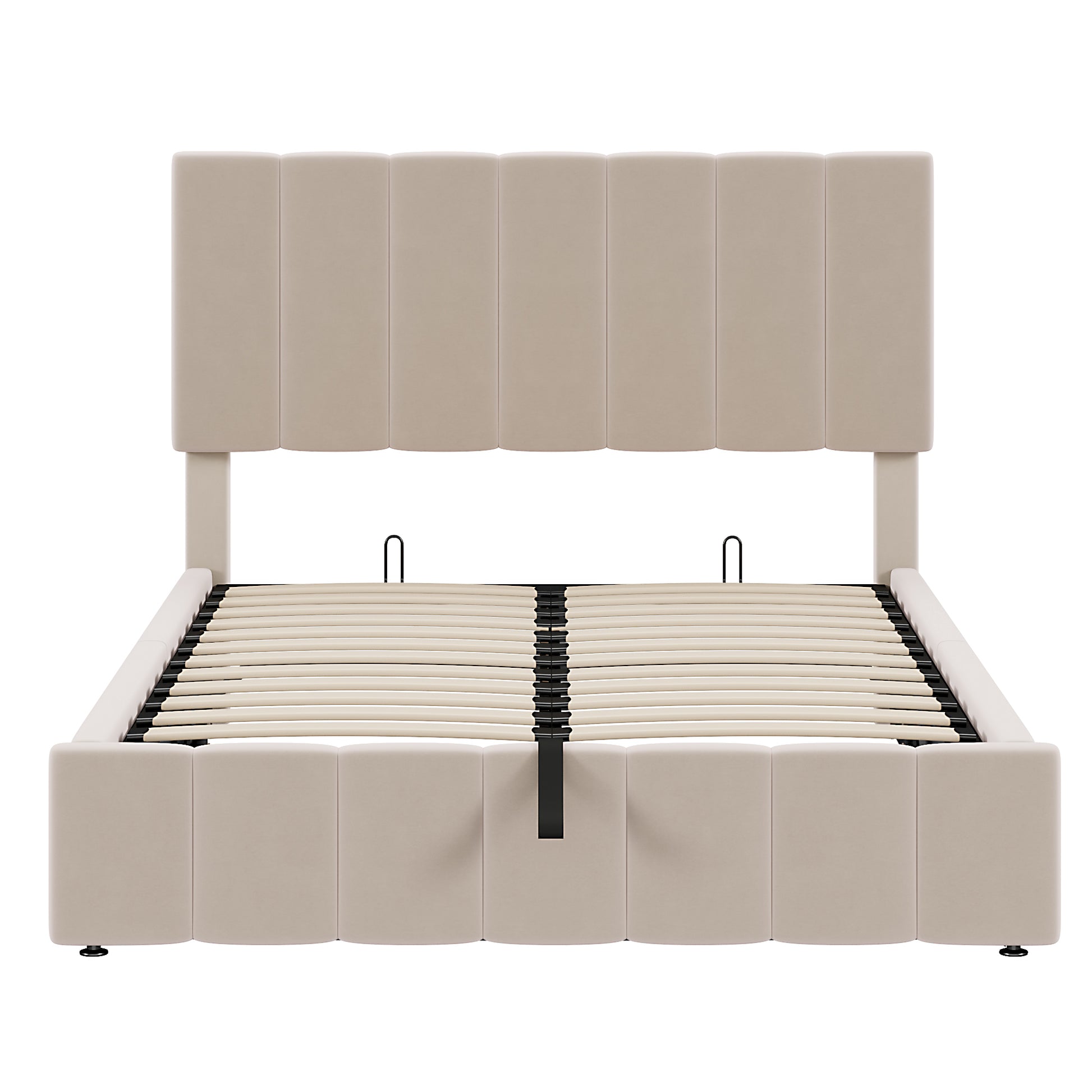 Full Size Upholstered Platform Bed With A Hydraulic Storage System Beige Old Sku: Lp000111Aaa Beige Upholstered