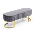 Bench Bedroom Bench ,Velvet Oval Upholstered End Of Bed Bench With Golden Metal Legs ,48