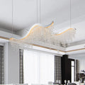 36.2 Inch Dangling Wave Crystal Chandeliers Chrome,Transparent Modern Crystal,Stainless Steel