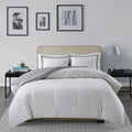 Reversible Yarn Dyed Stripe Down Alternative Comforter Set King White Gray Microfiber