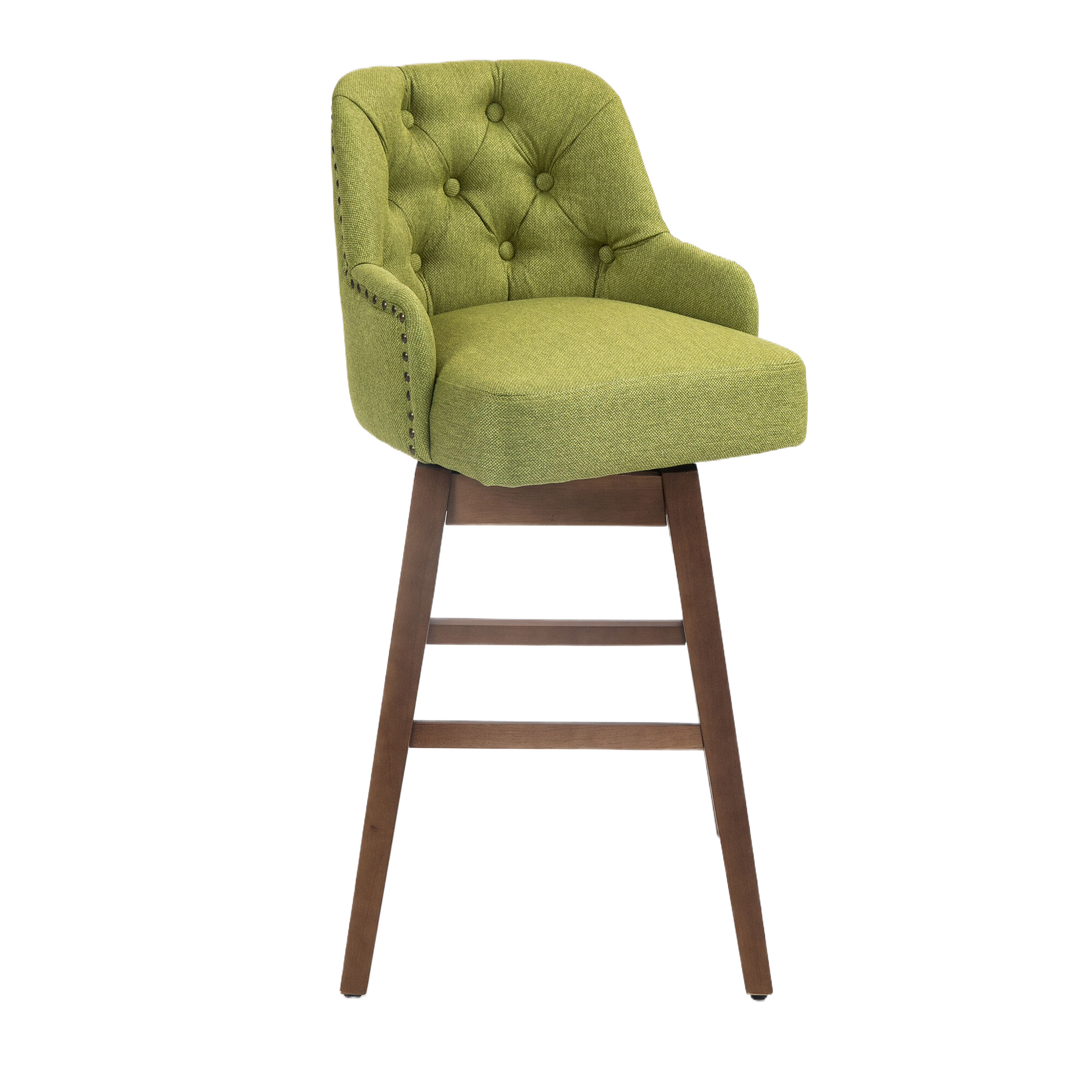 Coolmore Bar Stools Set Of 2 Counter Height Chairs With Footrest For Kitchen, Dining Room And 360 Degree Solid Wood Legs Swivel Bar Stools Set Of 2 Olive Linen Olive Foam Linen